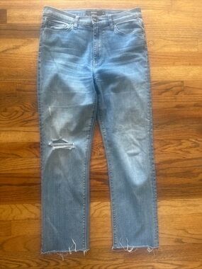 Hudson Barbara Bootcut Jeans Cut Off Women Size 28 Blue Ankle Length Distressed